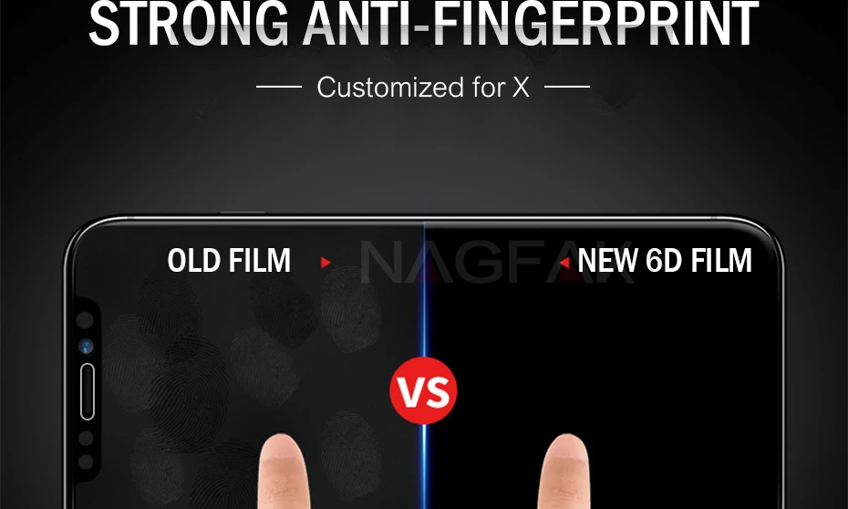 NAGFAK 6D закругленные края Полное покрытие экрана протектор для iPhone XS Max XR X 0,27 мм закаленное стекло для iPhone X 10 стеклянная пленка