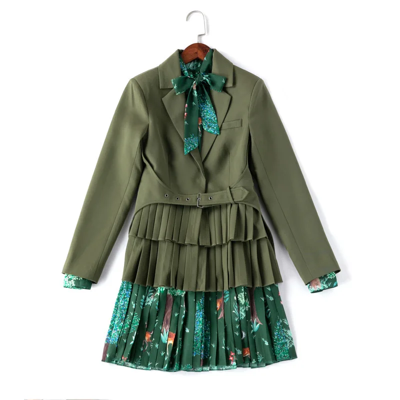 Подиумное платье + высококачесвенный Блейзер 2019 Осенняя новая женская мода на