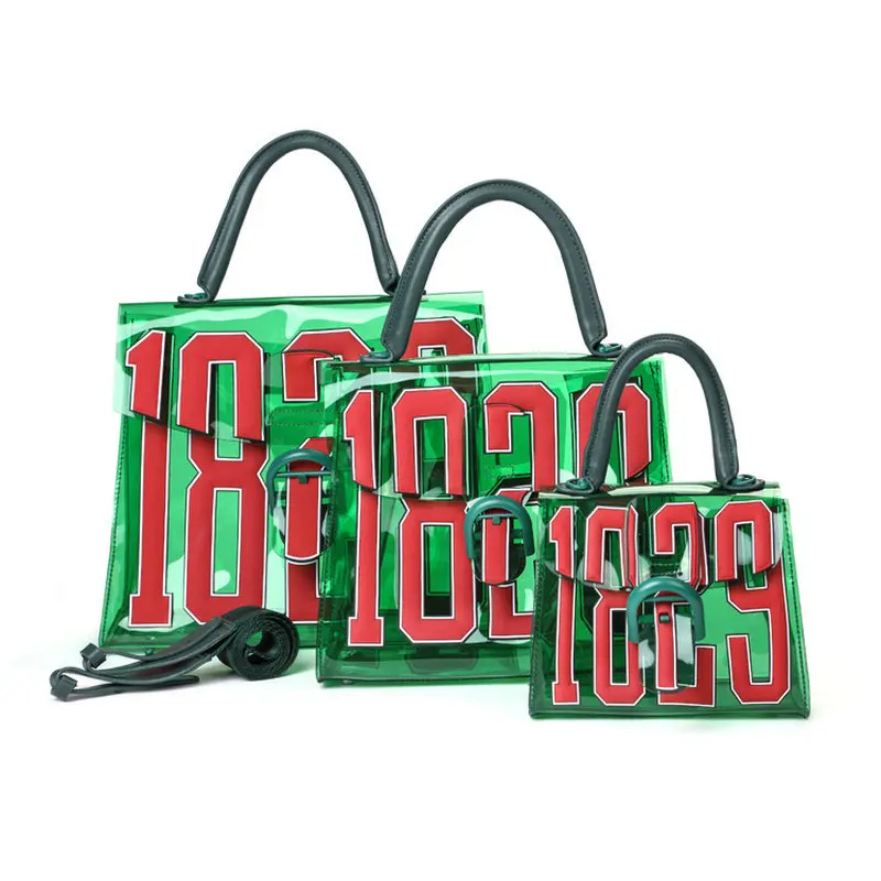 Женская прозрачная сумка с 3d надписью модная зеленая Пляжная пряжкой железная