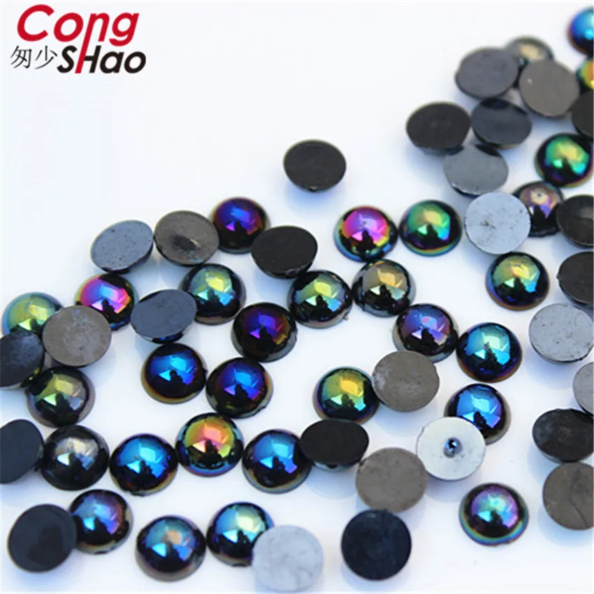 Cong Shao, 300 шт, 6 мм, AB, цветные, сделай сам, 3D, для маникюра, Типсы, круглые акриловые стразы, плоские с оборота, не исправляют ногти, ремесло, украшение ZZ588