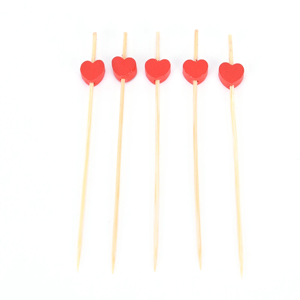 100pcs12cm сердце бамбуковые пищевые палочки буфет фрукт для кекса вилка вечерние