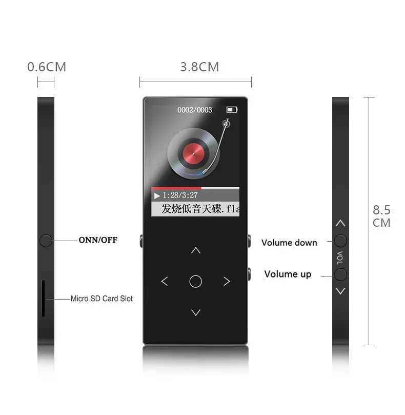 MP3 плеер Bluetooth 8 ГБ металлический сенсорный экран BENJIE K8 1 &quotэкран звук без потерь FM