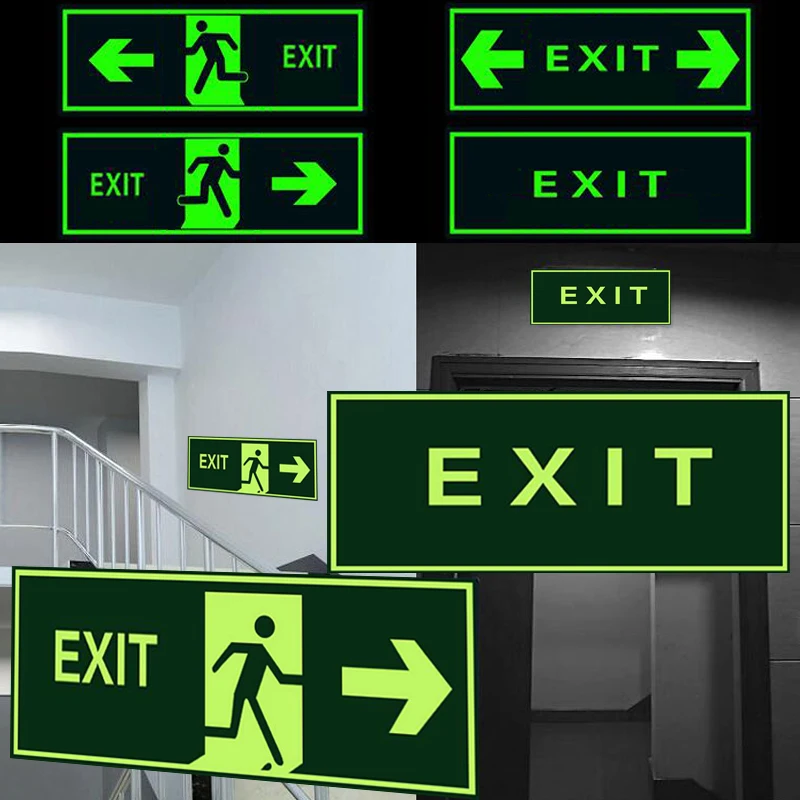 

Roadstar 10 Pieces Self-Adhesive Glow In Dark Sticker For Exit Sign Walls Safety Stage Night Vision Home Decoration Tape
