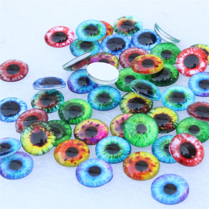 12 мм Случайные Смешанные глаза Дракона круглые стеклянные кабошоны фото купол