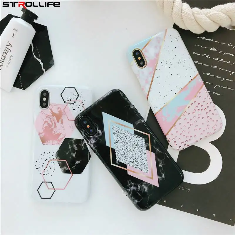 STROLLIFE чехол для телефона карамельного цвета с мраморной отделкой iPhone 8 7 6s Plus