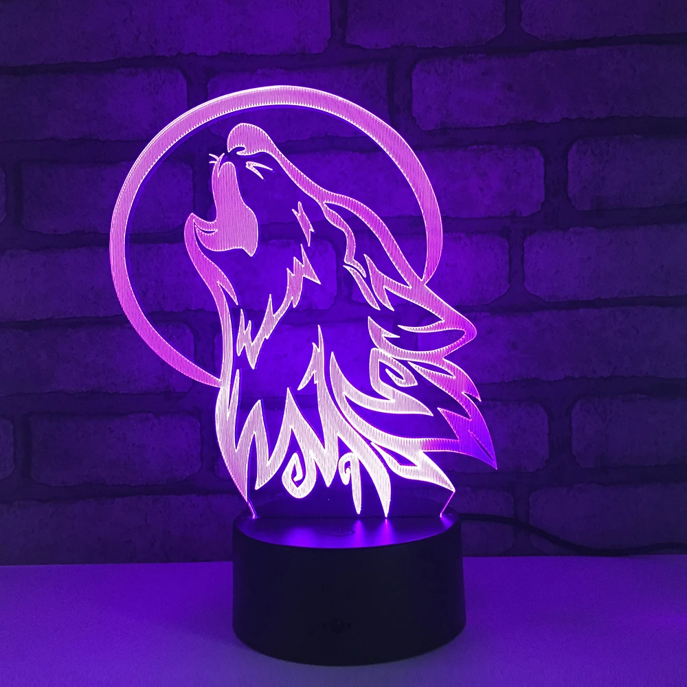 

Wolf LED RGB Night Light 7 Color Change Desk Light Action Figures 1855 Boys Girls Christmas Toys