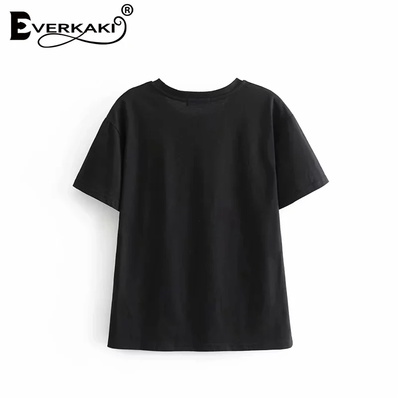 Хлопковая Винтажная Футболка Everkaki Женская Повседневная футболка в стиле ретро