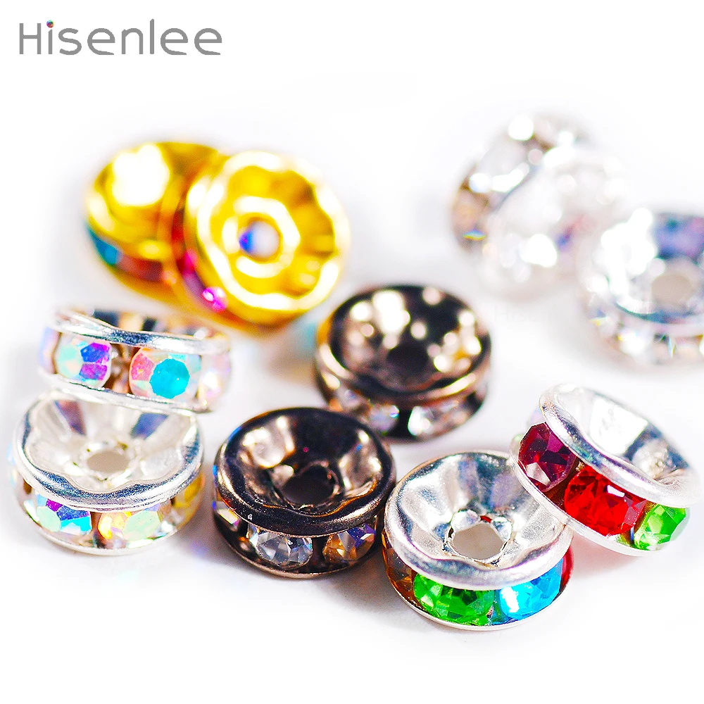 100pcs/lot 8MM Zinc alloy Colourful Round Glass Crystal Loose Beads For Necklace Bracelet DIY Charms Jewelry Making Tools | Украшения и