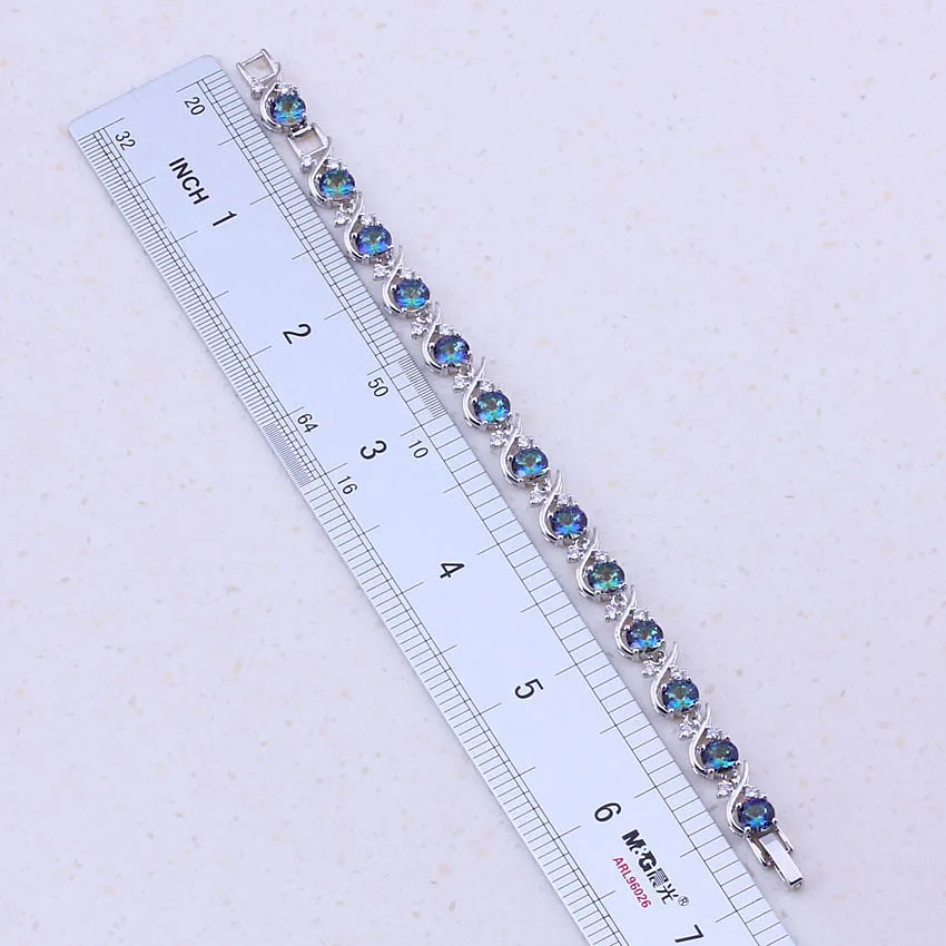 Прекрасный синий Радужный Мистик кристалл серебряный цвет трендовый шарм