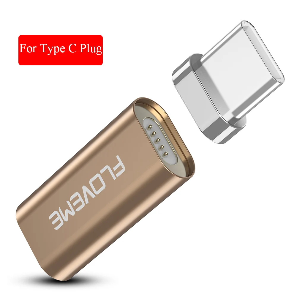 FLOVEME магнитные USB адаптеры для iPhone X 8 Путешествия Тип C микро разъемы для Sumsang LG huawei Xiaomi зарядные устройства кабели адаптер - Цвет: Gold To Type C