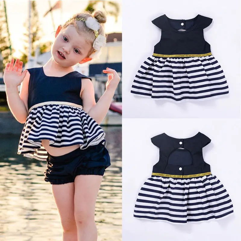 Newborn Baby Girls Party Princess Pageant Tutu Dress Kid Toddler Navy Blue Dresses |