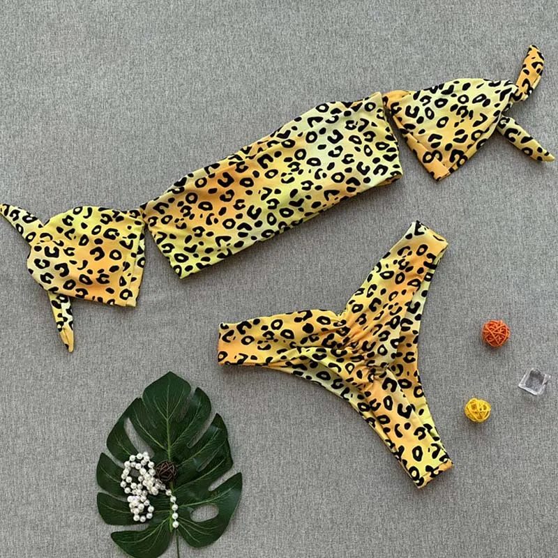 ZisioN 2018 Leopard сексуальный комплект бикини Для женщин купальник женский купальники
