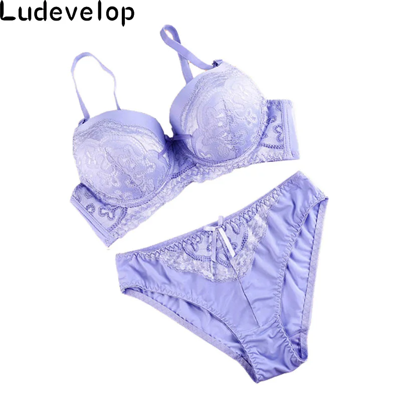 New Good Quality Big Size BC Cup Women Bra Set Push Up Lace Brief Sets Sexy Brassiere Embroidered Underwear 6 Colors | Женская одежда