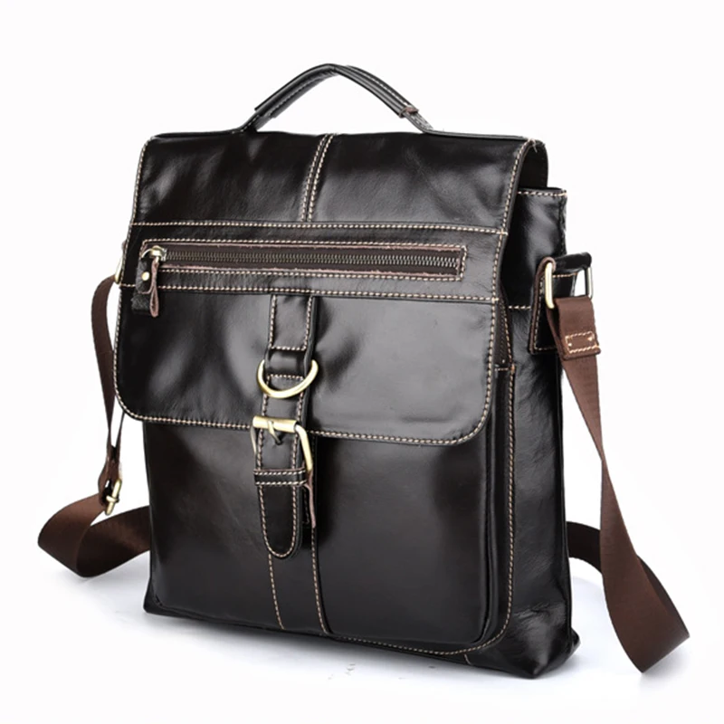 Мужская сумка мессенджер через плечо портфель в стиле ретро из натуральной кожи