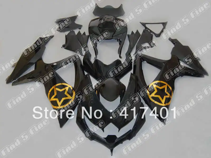 

black golden for GSX R600 R750 08-10 GSXR 600 750 GSXR600 GSXR750 GSX-R600 GSX-R750 08 09 10 2008 2009 2010 ABS fairing kit