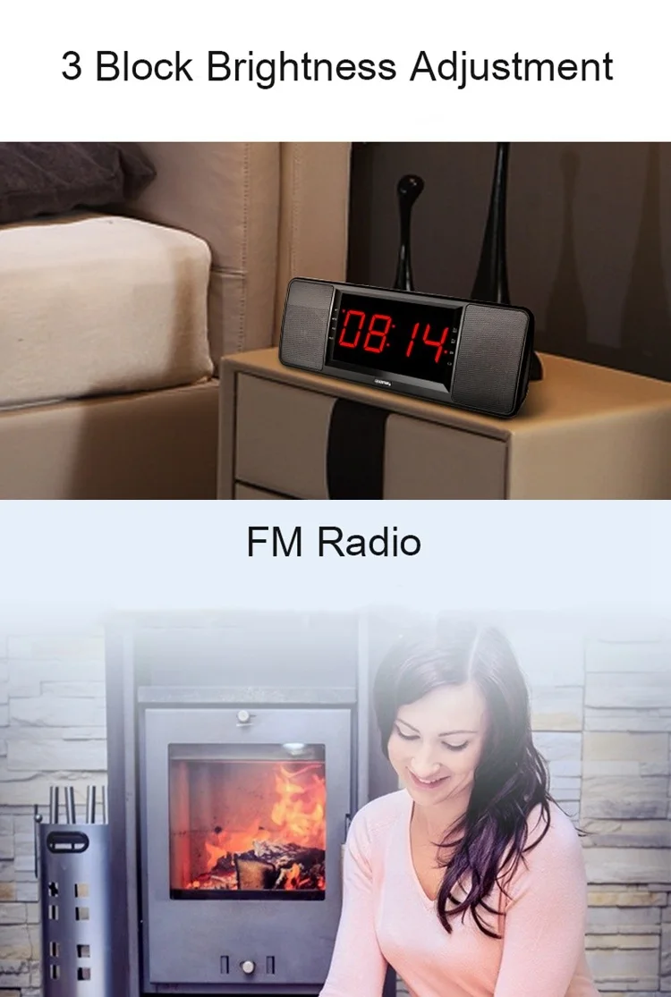 LEADSTAR HiFi двойной будильник беспроводной bluetooth динамик светодиодный FM радио большой экран пульт 1800 мАч TF карта сабвуфер