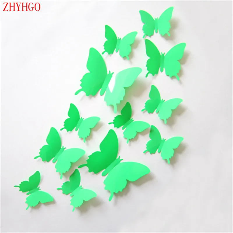 ZHYHGO 12pcs 3D Simple DIY butterflies for decorat Children's Room wall Stickers Wedding Living room Fridge Kitchen | Дом и сад