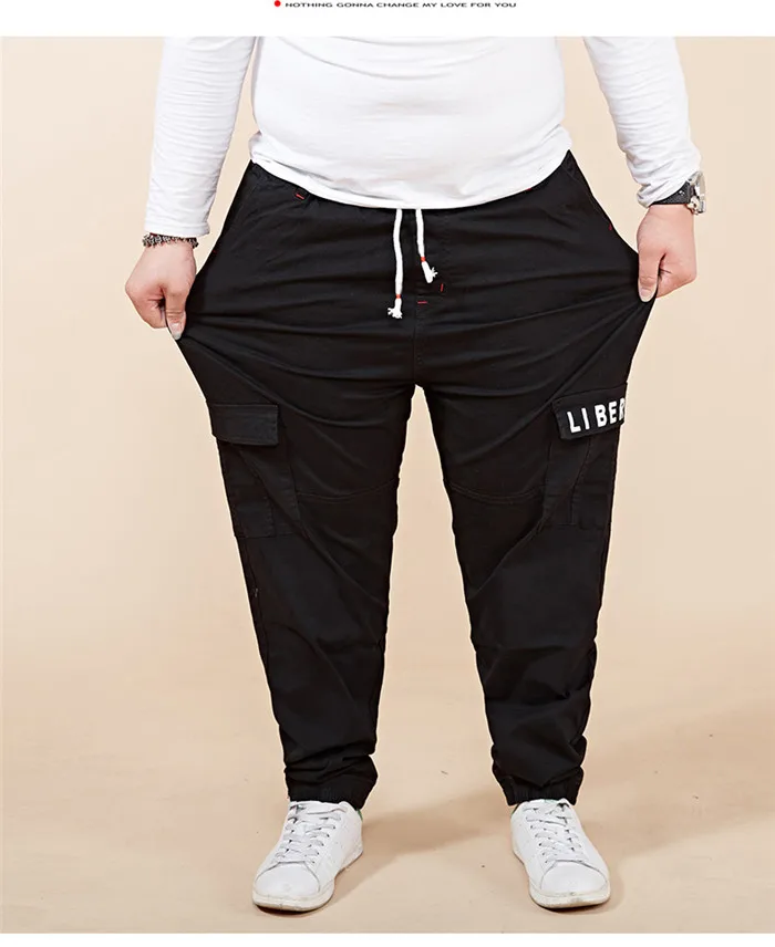 Большие размеры 6XL 7XL 8XL Мужские штаны с гарем карго модные штаны с буквенным принтом и эластичной резинкой на талии с большим карманом, мужские брюки
