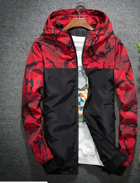 Мужская куртка с капюшоном осень весна Красный Зеленый Синий Спорт Slim Fit Бейсбол