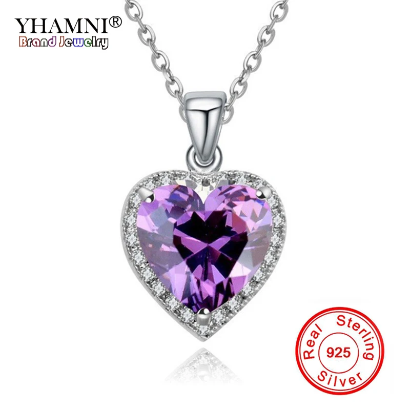 YHAMNI сердца и Стрелки CZ Diamant кулон сердце Цепочки и ожерелья 925 модное серебряное ожерелье для Для женщин, хорошее ювелирное изделие, YN011