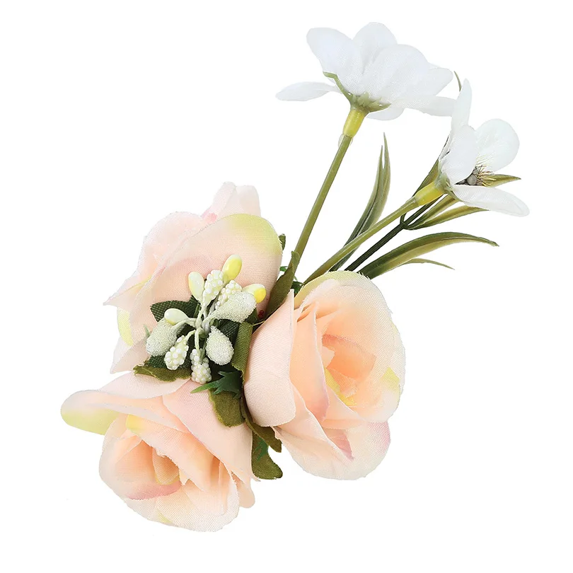 Haimeikang Boho Fabric Flower Crown Hairpin Brooch For Bridal Wedding Party Women Charm Floral Hair Clip Jewelry Accessories - Цвет: Оранжевый