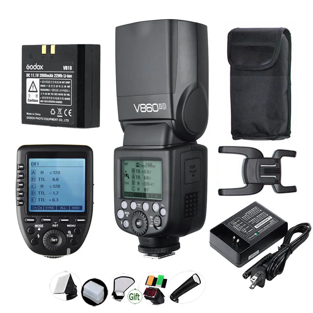 with 1xBattery XPro GODOX V860IIC V860IIN V860IIS V860IIO v860if литий-ионный аккумулятор TTL 2,4G HSS Вспышка Speedlite для Canon Nikon Sony Olympus Fuji - Цвет: with 1xBattery XPro
