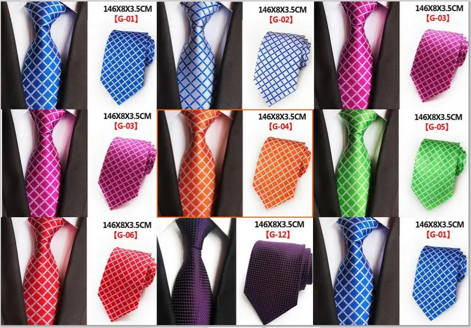 Модный мужской галстук Классический 100% Шелковый плед в полоску жаккард