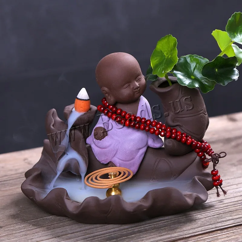 

Backflow Incense Burner Creative Smoke Waterfall Small Buddha Incense Holder Censer Chinese Style With 10pcs Incense Cones