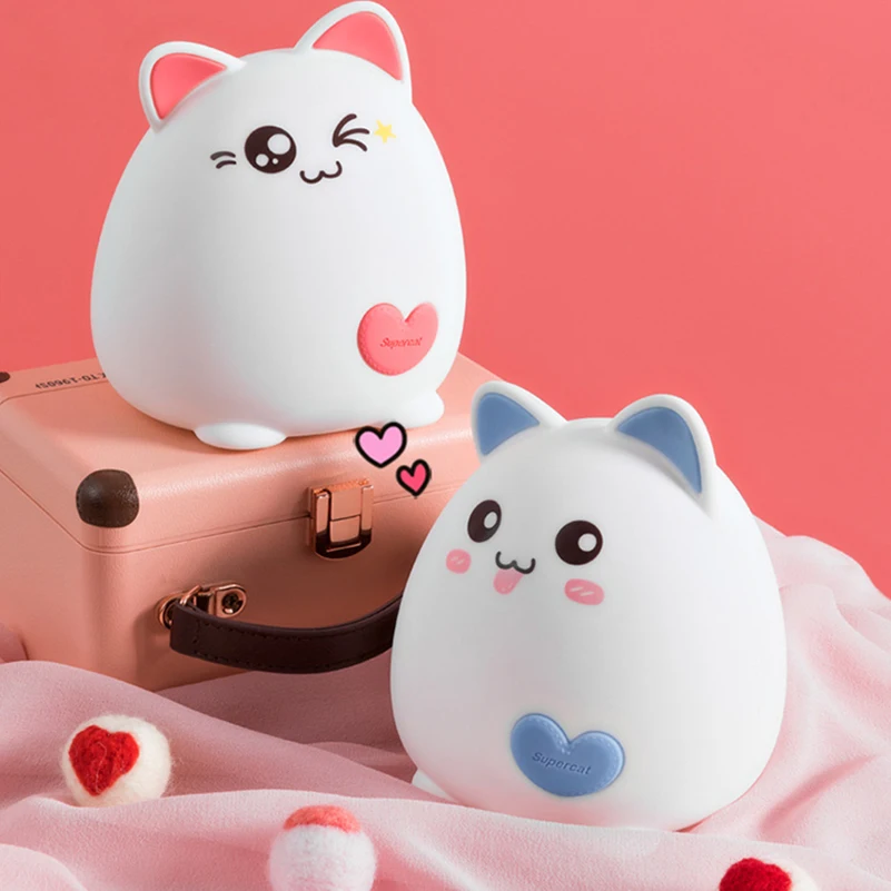 Животное светодиодный ночник Кот USB зарядка силиконовая мультяшная детская