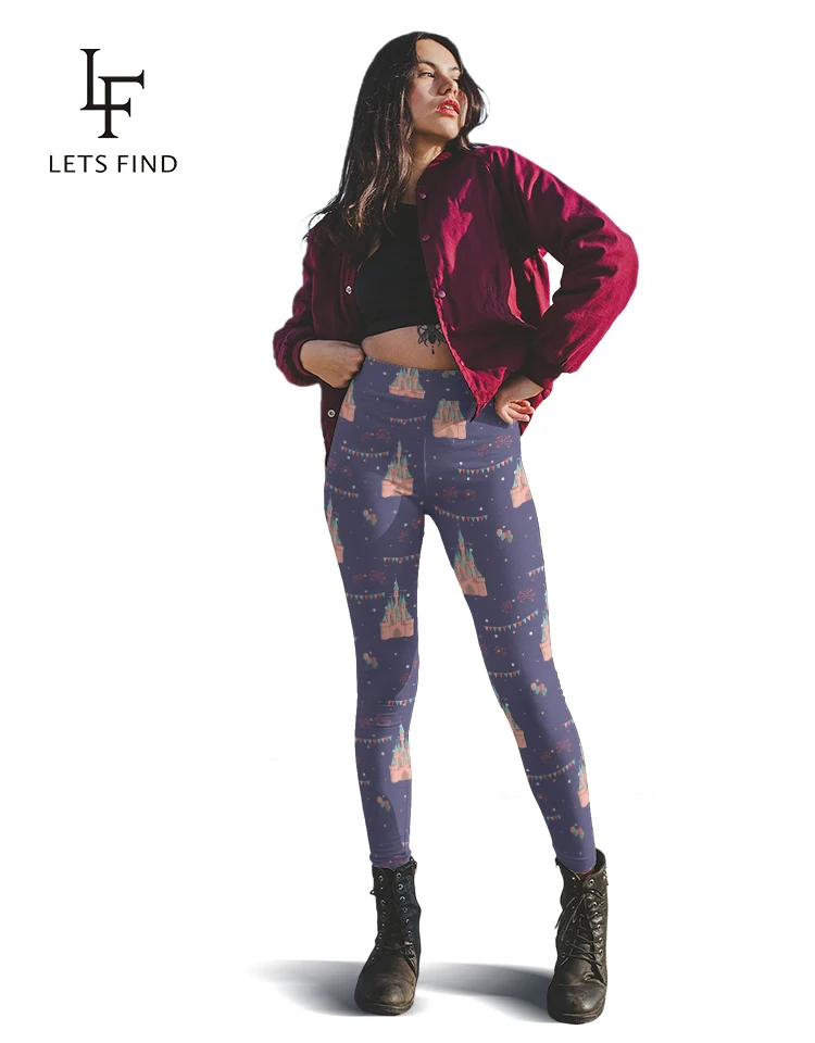 LETSFIND Brand 2019 New Arrival Women Leggings Castle Printed Legging for Woman High Waist Fitness Soft Leggings