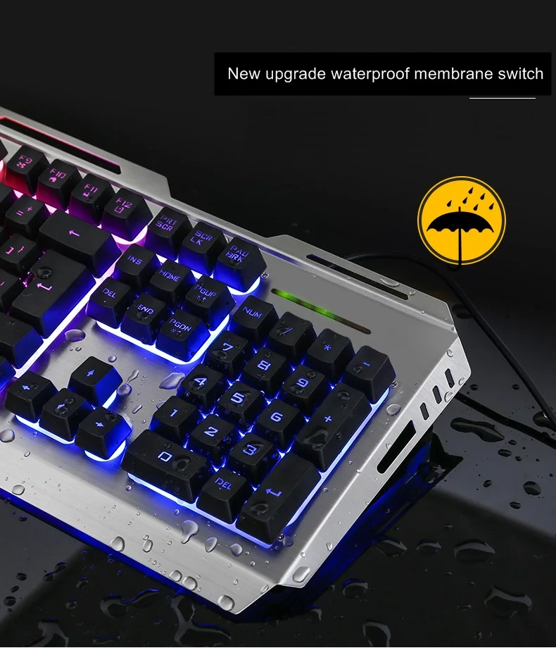 Wrangler V1 подвесной Keycap USB проводной Эргономичный Набор игровой клавиатуры и мыши с подсветкой, механический на ощупь, панель из алюминиевого сплава