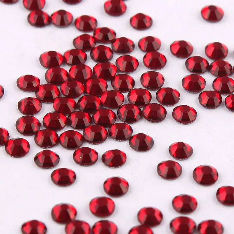 SS3-SS34 Dark Red Shiny 3D Nail Art Rhinestone Non Hotfix Flatback Glue On Rhinestones For DIY | Красота и здоровье
