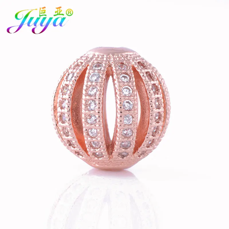 10mm Rose Gold Juya DIY ювелирные изделия металлические бусины микро паве циркон 10 мм Starburst круглый шар бусины для женщин мужские украшения из бисера Изготовление - Цвет: 10mm Rose Gold