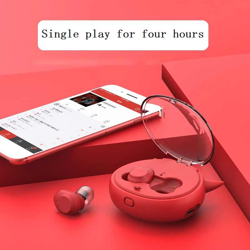 Бинауральная Беспроводная Bluetooth-гарнитура Little Devil подвесные наушники для бега