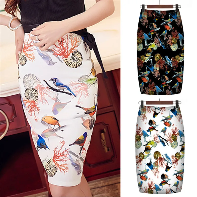 Женская облегающая юбка FD с высокой талией и цветочным принтом на лето 2019 | одежда