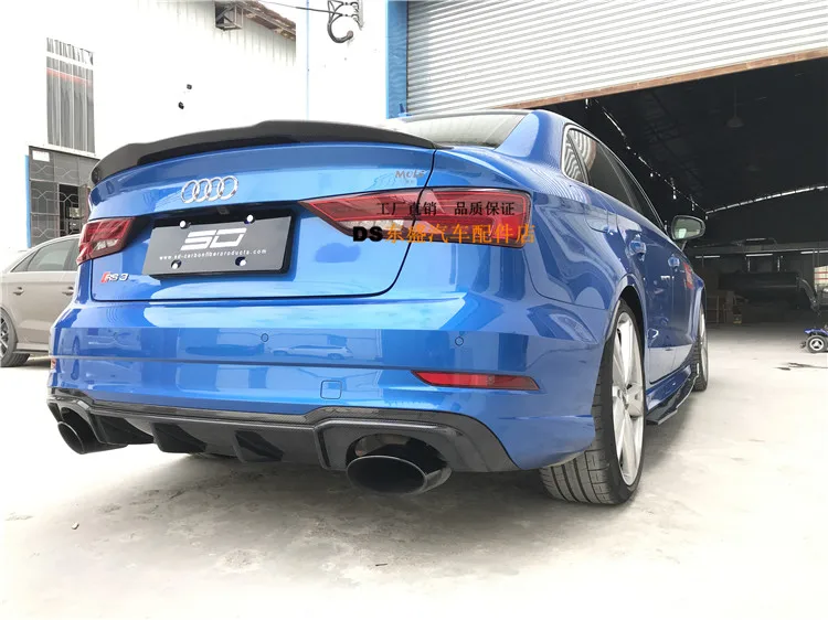 Автомобиль стиль для Audi A3 седан спойлер S3 RS3 углеродного волокна Задняя накладка на Багажник крыло стекло черный отделка для A3