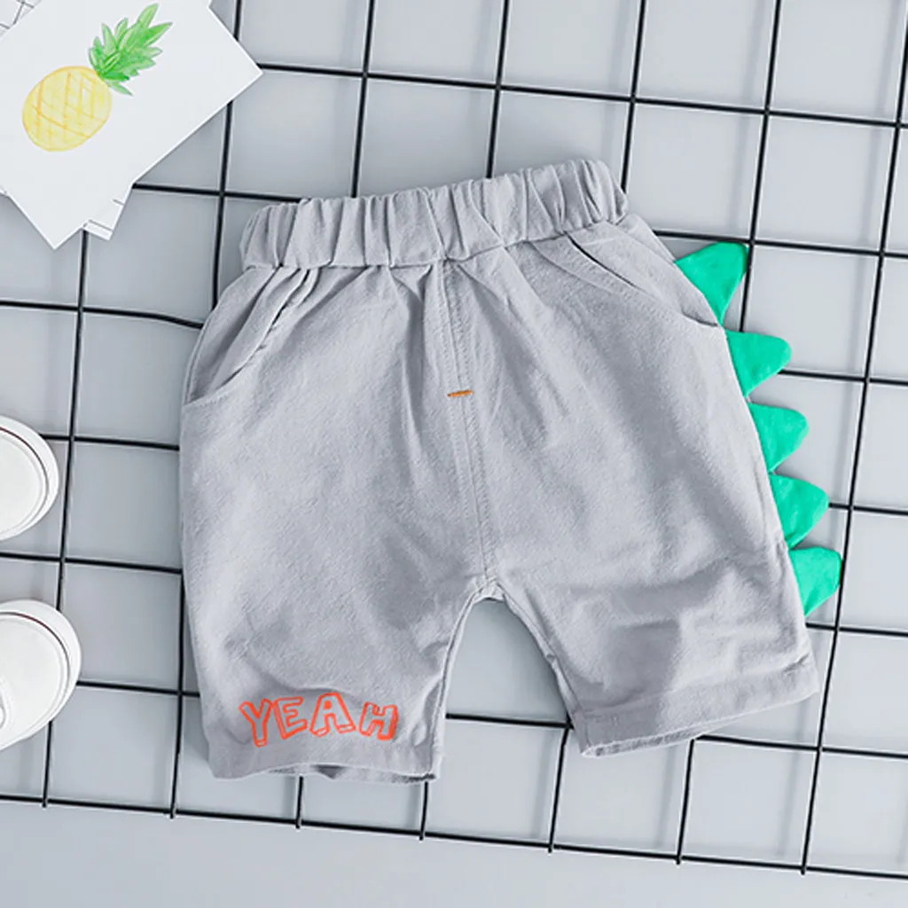 ISHOWTIENDA Baby Boys Summer 2PCS Clothes Sets Toddler Kids Boy Dinosaur Tops T-shirt Patchwork Short Pants Casual Outfits |