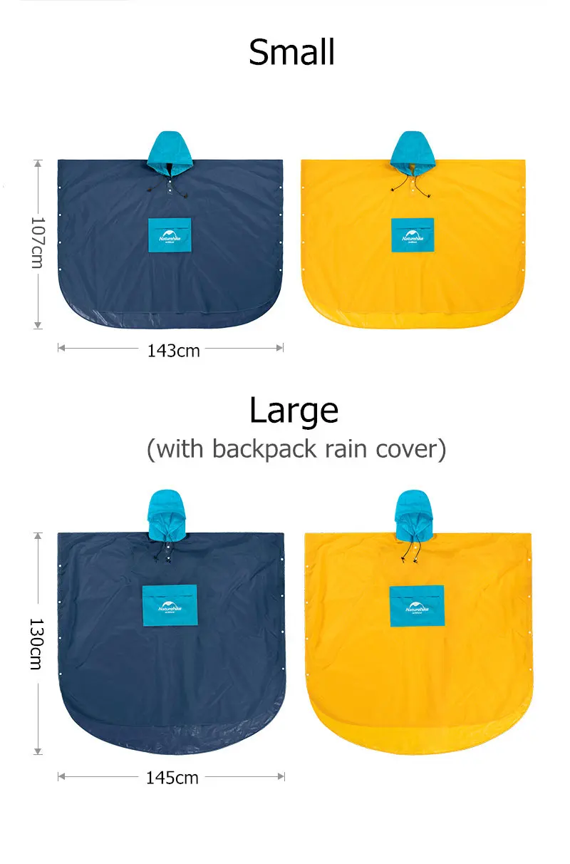 Портативный дождевик Naturehike для взрослых, многоразовые дождевики с капюшоном и рукавами, легкий походный складной дождевик