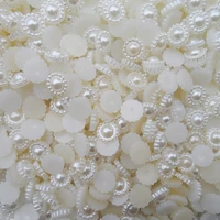 50pcslot 1414mm fine quality white sunflower semicircle ball shape simulated pearl beads accessories