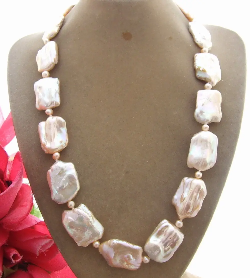 

Beautiful 18x25mm Natural Pink Keshi Pearl necklace 20"