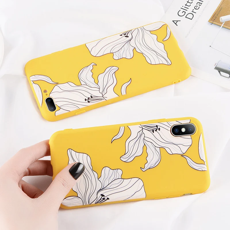 Чехол Moskado для iPhone 6 S 7 8 Plus X чехол красивый милый цветочный узор желтый мягкий ТПУ