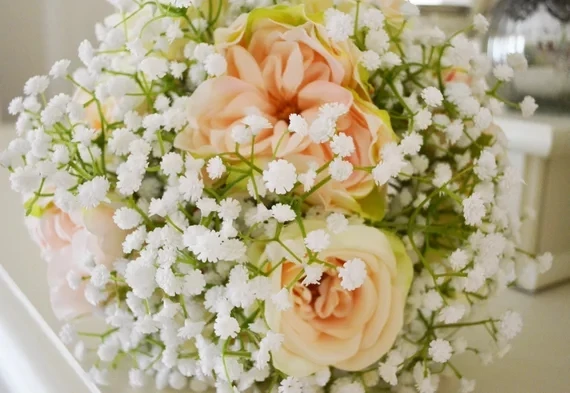 

New Beautiful Pink Wedding Bouquet Baby's breath artificial silk flower Plant Home Wedding Decoration decorative flowers