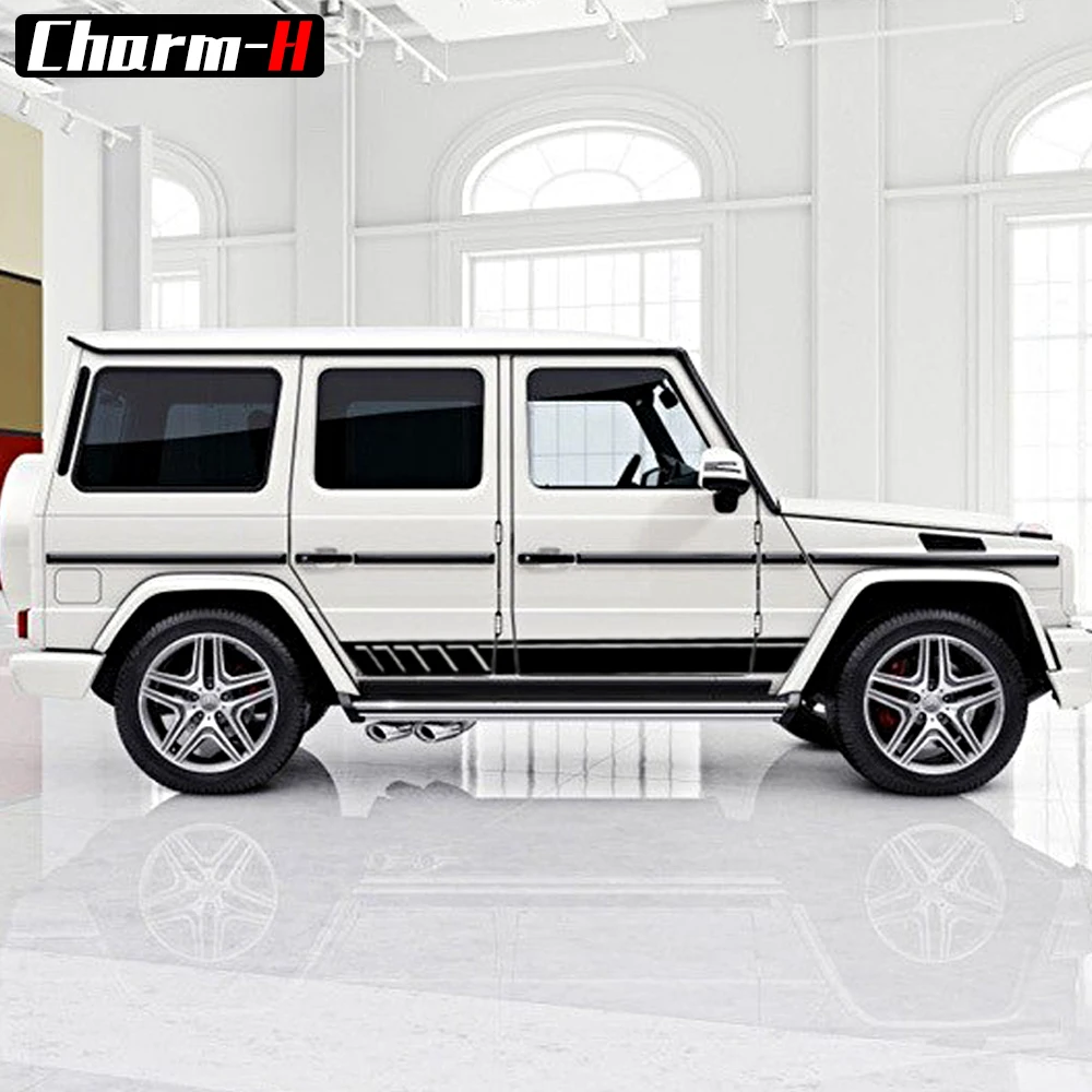 2 наклейки-декали боковых полос AMG Performance Edition Skirt Racing для Mercedes Benz G63 G65 W463 G Class AMG - 6 цветов.
