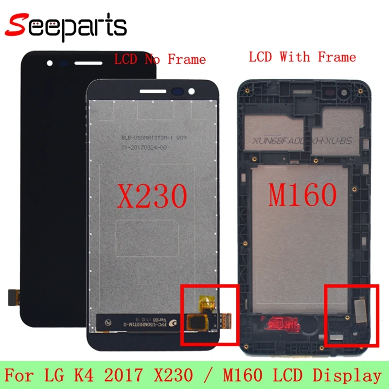 

5.0" For LG K4 2017 X230 X230DSF M160 LCD Display Touch Screen Digitizer Panel Assembly With Frame For LG K4 2017 Lcd Pantalla