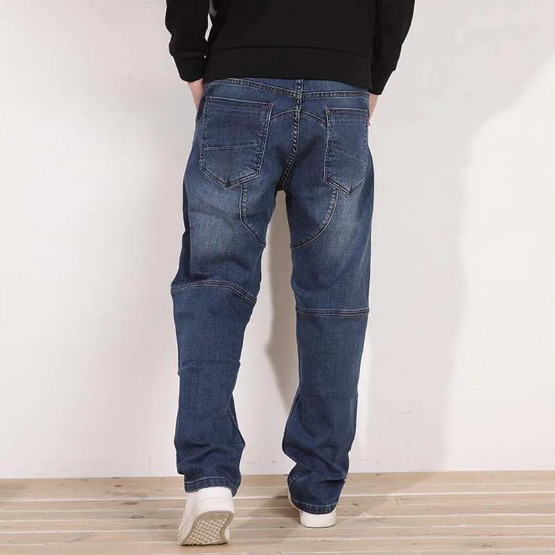 Осень зима Новый прямой Повседневные джинсы для мужчин Свободные Эластичность