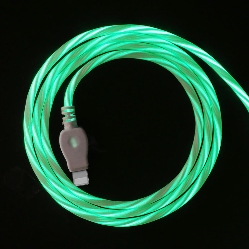 Белый Светодиодный светящийся течет usb-шнур для быстрого Зарядное устройство заряда Тип-c кабель для Samsung Galaxy S8 S9 Plus Note 9 Xiaomi Mi8 Короткие Длинные провод шнур - Цвет: Белый