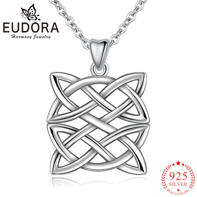 

Eudora Genuine 925 Sterling Silver Celtics Knot Pendant Necklaces Fashion Sterling-silver Jewelry for Women Girls Romantic Gift