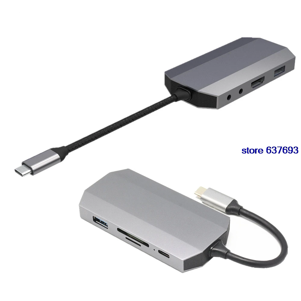 

Высокоскоростной Коннектор со штекером TYPE-C на HDMI USB3.0 RJ45 HUB 4K