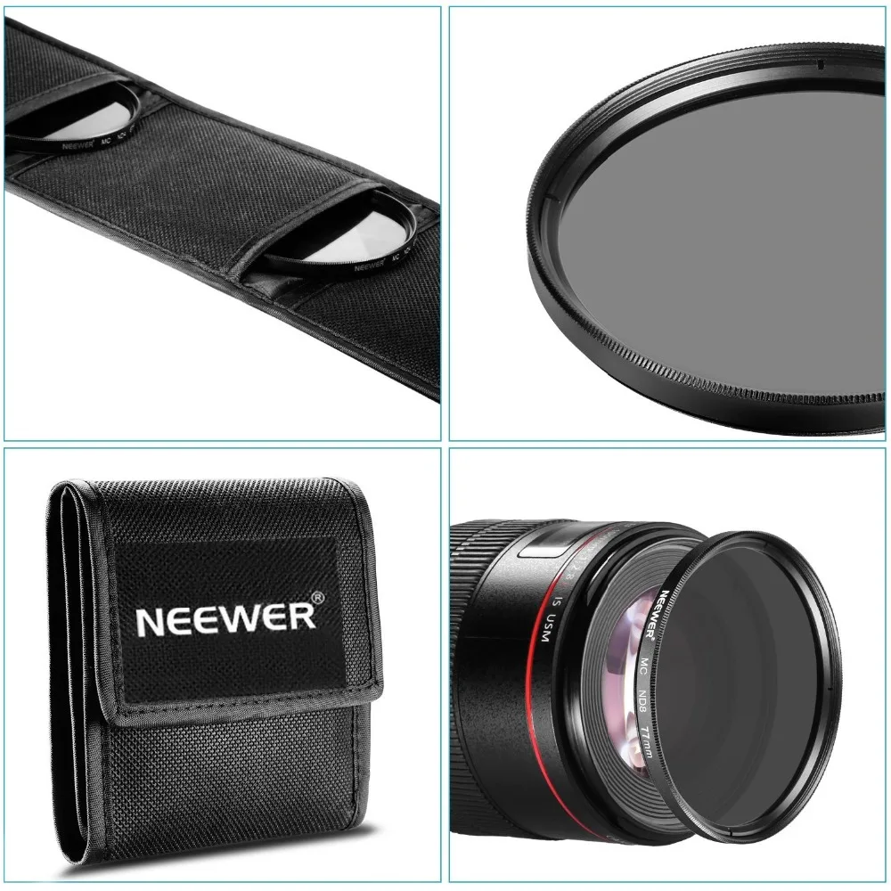 Набор фильтров Neewer 77 мм ND (ND2 ND4 ND8)+ салфетка из микрофибры для очистки CANON EF 24 105 f/4 L