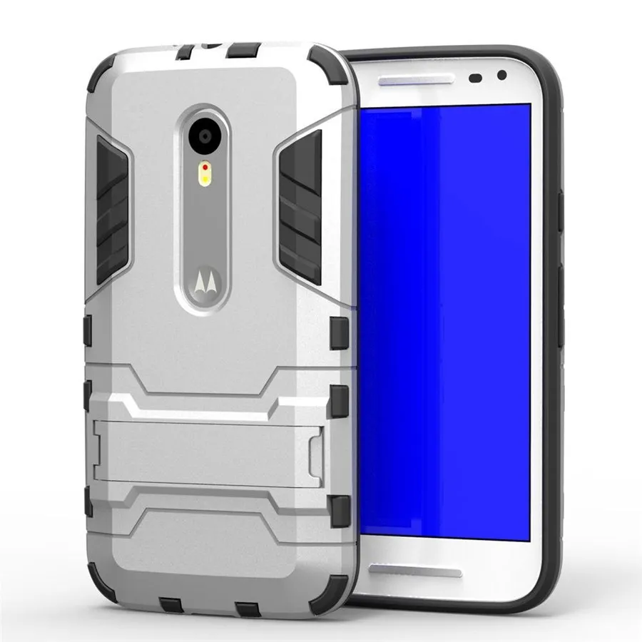 Armor Hard Cell Phone Case For Motorola Moto X Play Cover Back Dual Layer Shockproof Hybrid Impact Resistant Capa With Kickstand |